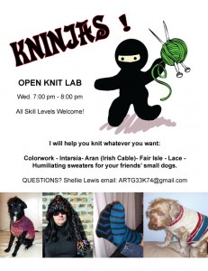 Kninjas: Open Knitting Lab wednesdays @ 7