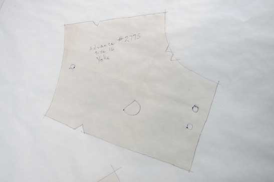 Traced out pattern piece