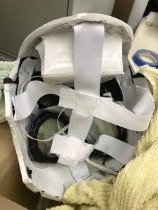 Drossel Mask Support Structure, multiple straps to hold it against the head